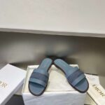 Dior Unisex CD Dway Slide Pastel Blue Calfskin Embroidered Cotton - immagine 4