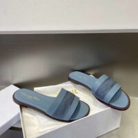 Dior Unisex CD Dway Slide Pastel Blue Calfskin Embroidered Cotton (1)