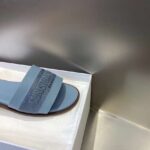 Dior Unisex CD Dway Slide Pastel Blue Calfskin Embroidered Cotton - immagine 6