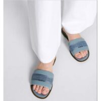 Dior Unisex CD Dway Slide Pastel Blue Calfskin Embroidered Cotton (1)