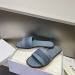 Dior Unisex CD Dway Slide Pastel Blue Calfskin Embroidered Cotton - immagine 5