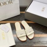 Dior Unisex CD Dway Slide White Calfskin Embroidered Cotton - Image 3