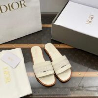 Dior Unisex CD Dway Slide White Calfskin Embroidered Cotton (7)