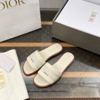 Dior Unisex CD Dway Slide White Calfskin Embroidered Cotton (7)