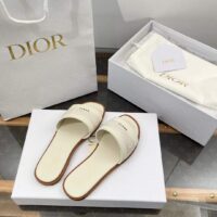 Dior Unisex CD Dway Slide White Calfskin Embroidered Cotton (7)