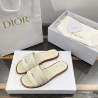 Dior Unisex CD Dway Slide White Calfskin Embroidered Cotton (7)