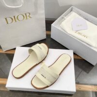 Dior Unisex CD Dway Slide White Calfskin Embroidered Cotton (7)