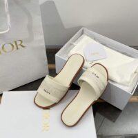 Dior Unisex CD Dway Slide White Calfskin Embroidered Cotton (7)