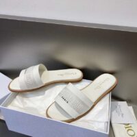 Dior Unisex CD Dway Slide White Calfskin Embroidered Cotton (7)