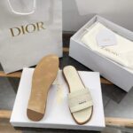 Dior Unisex CD Dway Slide White Calfskin Embroidered Cotton - Image 13