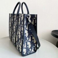 Dior Unisex CD East-West Tote Bag Beige Black Maxi Oblique Jacquard (11)