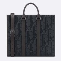 Dior Unisex CD East-West Tote Bag Black Maxi Dior Oblique Jacquard (10)