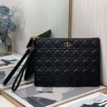 Dior Unisex CD Large Caro Daily Pouch Black Supple Cannage Calfskin - Image 2