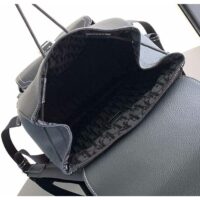 Dior Unisex CD Saddle Backpack Black Grained Calfskin Contrasting Topstitching (6)