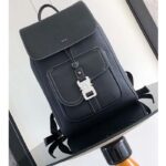 Dior Unisex CD Saddle Backpack Black Grained Calfskin Contrasting Topstitching - immagine 2