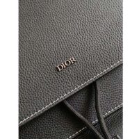 Dior Unisex CD Saddle Backpack Black Grained Calfskin Contrasting Topstitching (6)