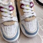 Dior Unisex Dior One Sneaker White Oblique Perforated Calfskin Multicolor Suede Calfskin - Image 6