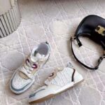 Dior Unisex Dior One Sneaker White Oblique Perforated Calfskin Multicolor Suede Calfskin - Image 5