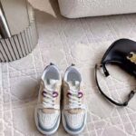 Dior Unisex Dior One Sneaker White Oblique Perforated Calfskin Multicolor Suede Calfskin - Image 3