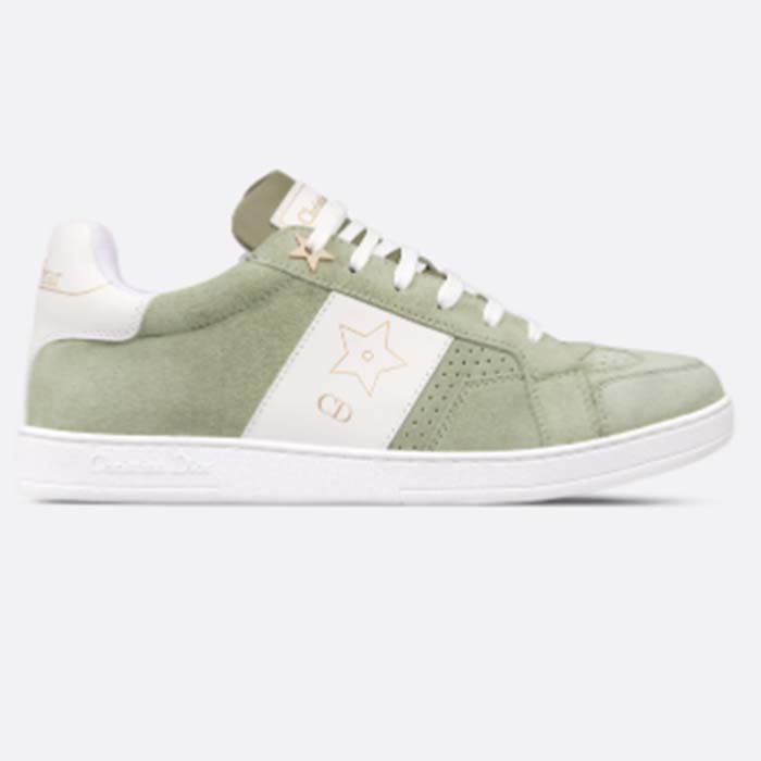 Dior Unisex Dior Star Sneaker Pastel Peyote Green Suede Calfskin and White Calfskin