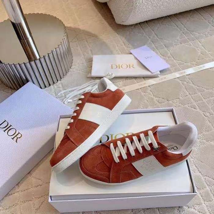 Dior Unisex Dior Star Sneaker Pastel Pink Suede Calfskin White Calfskin