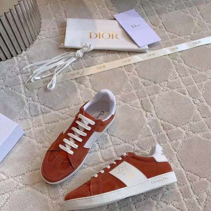Dior Unisex Dior Star Sneaker Pastel Pink Suede Calfskin White Calfskin