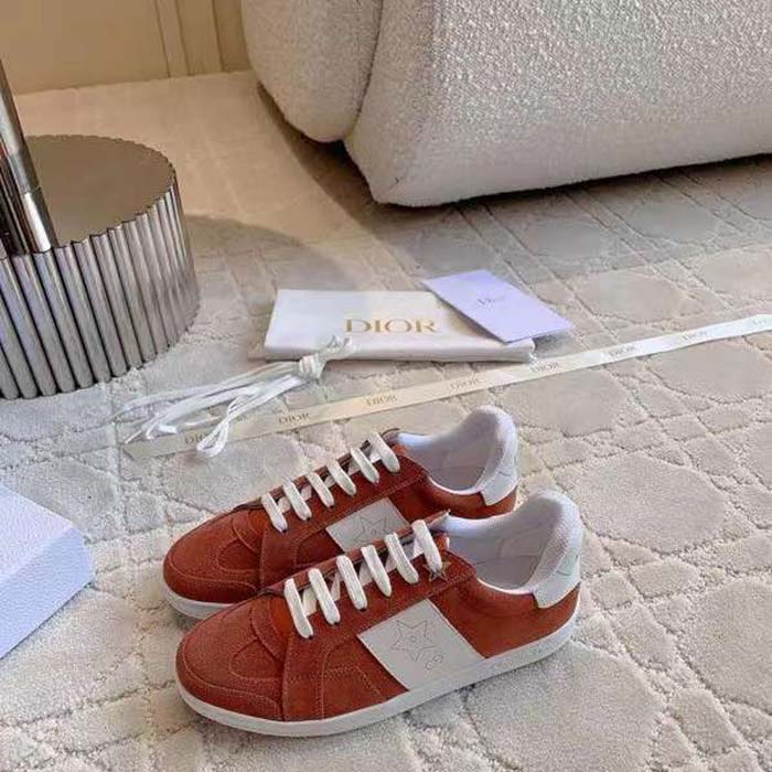 Dior Unisex Dior Star Sneaker Pastel Pink Suede Calfskin White Calfskin