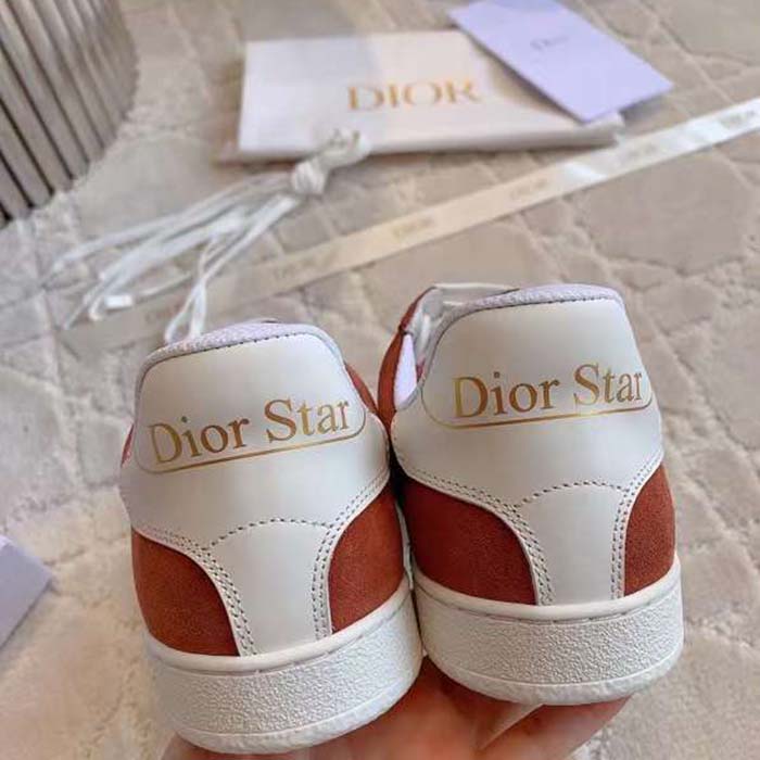 Dior Unisex Dior Star Sneaker Pastel Pink Suede Calfskin White Calfskin