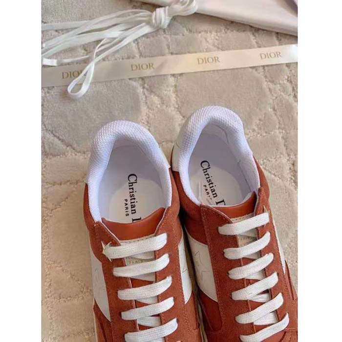 Dior Unisex Dior Star Sneaker Pastel Pink Suede Calfskin White Calfskin