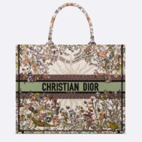 Dior Unisex Large Dior Book Tote Ecru Multicolor 4 Saisons Automne Soleil Embroidery (1)