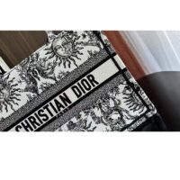 Dior Unisex Large Dior Book Tote White Black Toile De Jouy Soleil Embroidery (10)