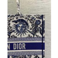 Dior Unisex Medium Book Tote White Navy Blue Toile De Jouy Soleil Embroidery (8)