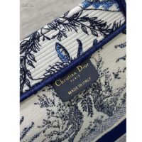 Dior Unisex Medium Book Tote White Navy Blue Toile De Jouy Soleil Embroidery (8)