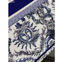 Dior Unisex Medium Book Tote White Navy Blue Toile De Jouy Soleil Embroidery (8)