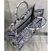 Dior Unisex Medium Book Tote White Navy Blue Toile De Jouy Soleil Embroidery (8)