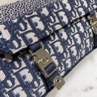 Dior Unisex Medium Diorcamp Bag Blue Dior Oblique Embroidery (9)