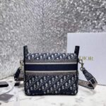 Dior Unisex Medium Diorcamp Bag Blue Dior Oblique Embroidery - Image 3