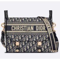 Dior Unisex Medium Diorcamp Bag Blue Dior Oblique Embroidery (9)