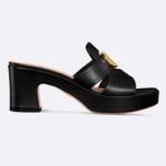 Claquettes à plateforme Dior CD 30 Montaigne pour femme en cuir de veau noir