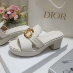 Dior Women CD 30 Montaigne Platform Slide White Calfskin - Image 6