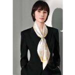 Dior Women CD Butterfly Zodiac 70 Square Scarf Ivory Gold-Tone Silk Twill – Bild 8