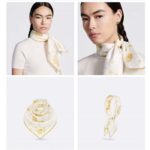 Dior Women CD Butterfly Zodiac 70 Square Scarf Ivory Gold-Tone Silk Twill – Bild 9