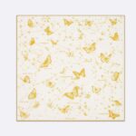 Dior Damen CD Butterfly Zodiac 70 Quadratischer Schal Elfenbeinfarbener goldfarbener Seidentwill