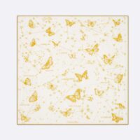 Dior Women CD Butterfly Zodiac 70 Square Scarf Ivory Gold-Tone Silk Twill (6)