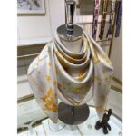 Dior Women CD Butterfly Zodiac 70 Square Scarf Ivory Gold-Tone Silk Twill – Bild 5