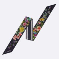 Dior Women CD D-Floral Mitzah Scarf Blue Multicolor Silk Twill (1)