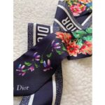 Dior Women CD D-Floral Mitzah Scarf Blue Multicolor Silk Twill - Image 6