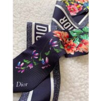 Dior Women CD D-Floral Mitzah Scarf Blue Multicolor Silk Twill (1)