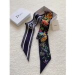 Dior Women CD D-Floral Mitzah Scarf Blue Multicolor Silk Twill - Image 4