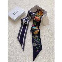 Dior Women CD D-Floral Mitzah Scarf Blue Multicolor Silk Twill (1)